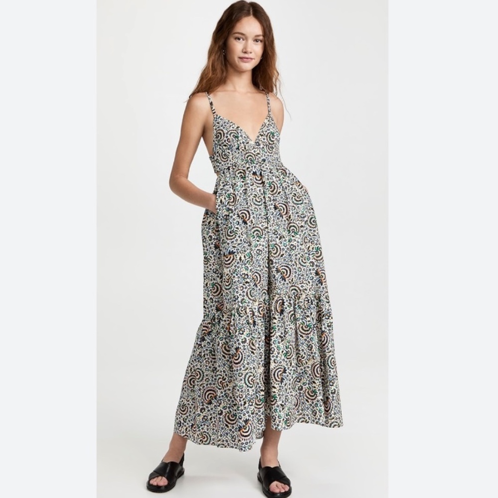A.L.C. Rhodes Smocked Open Back Floral Maxi Dress